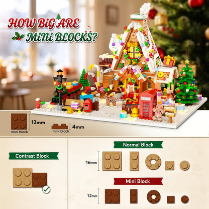 Adventskalender 2026 Lebkuchenhaus Mini Klemmbausteine Set mit Licht