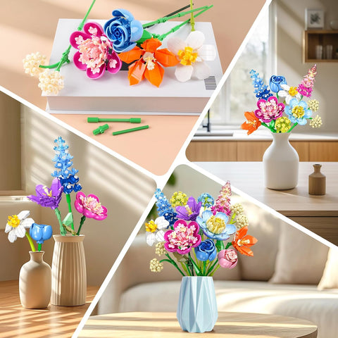 Blumenstrauß-Bausatz, 888-teiliges botanisches Sammel-Bausteinset