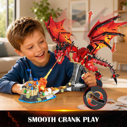 Feuerdrache Bauspielzeug Technik STEM Set mit Licht für Jungen ab 8+