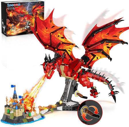 Feuerdrache Bauspielzeug Technik STEM Set mit Licht für Jungen ab 8+