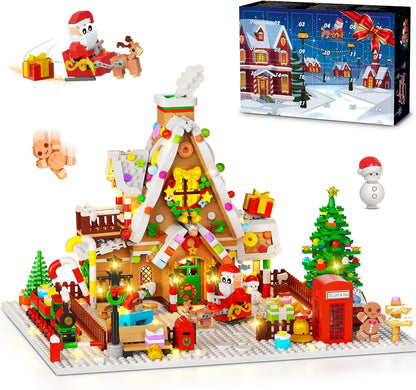 Adventskalender 2026 Lebkuchenhaus Mini Klemmbausteine Set mit Licht