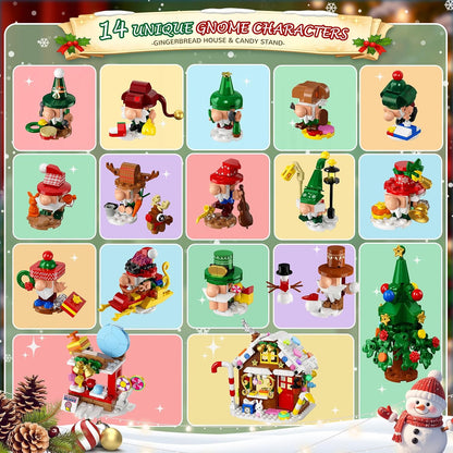 Adventskalender 2026 – Weihnachtswichtel-Dorf Bauset, 24-tägiges Countdown-Bauset mit 14 Wichteln, Lebkuchenhaus und Weihnachtsbaum