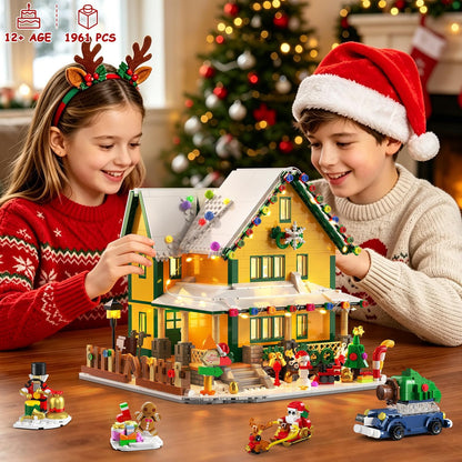 Adventskalender 2026 Weihnachtshaus Mini Bauspielzeug Set mit Licht, 24 Tage Weihnachts Countdown Winterdorf Bausteine mit Weihnachtsmann Weihnachtsbaum