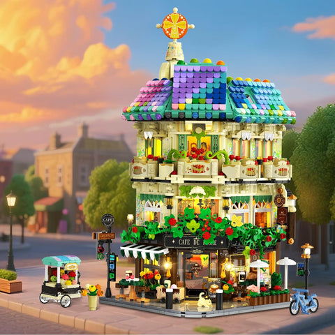 Blumencafé-Haus Bauset mit Beleuchtung
