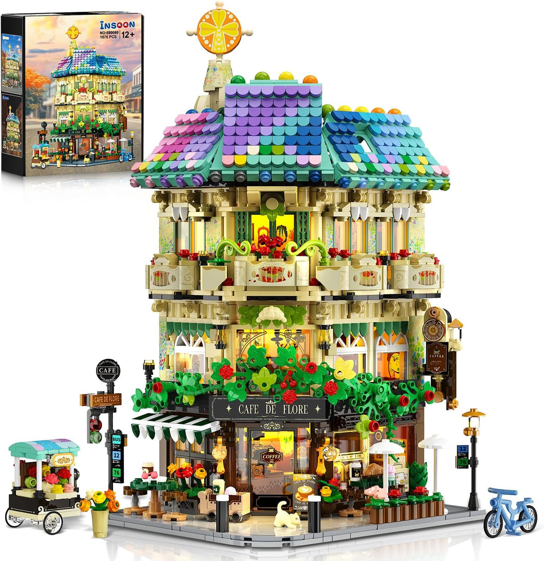 Blumencafé-Haus Bauset mit Beleuchtung
