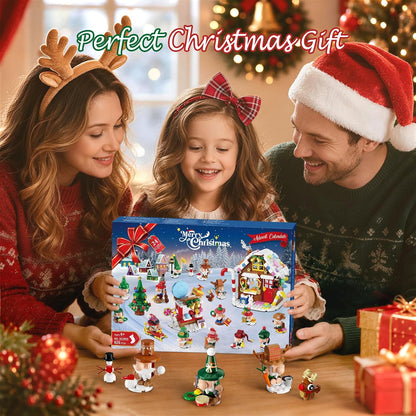 Adventskalender 2026 – Weihnachtswichtel-Dorf Bauset, 24-tägiges Countdown-Bauset mit 14 Wichteln, Lebkuchenhaus und Weihnachtsbaum