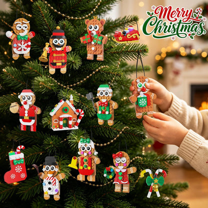 Adventskalender 2026 Lebkuchen-Weihnachtsanhänger Bauset,24-Tage-Countdown Mini-Klemmbaustein-Set mit Santa, Weihnachtsbaum Hängende Deko