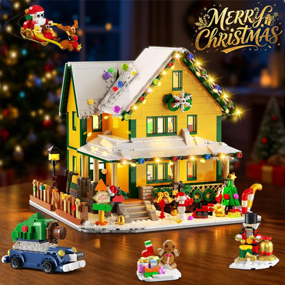 Adventskalender 2026 Weihnachtshaus Mini Bauspielzeug Set mit Licht, 24 Tage Weihnachts Countdown Winterdorf Bausteine mit Weihnachtsmann Weihnachtsbaum