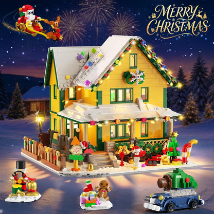 Adventskalender 2026 Weihnachtshaus Mini Bauspielzeug Set mit Licht, 24 Tage Weihnachts Countdown Winterdorf Bausteine mit Weihnachtsmann Weihnachtsbaum