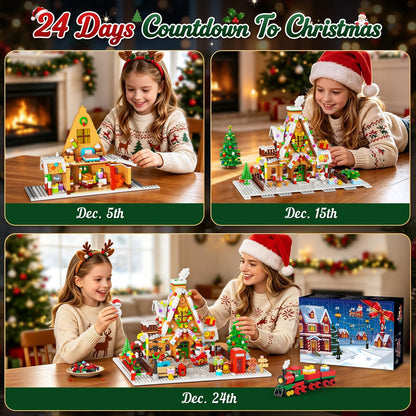 Adventskalender 2026 Lebkuchenhaus Mini Klemmbausteine Set mit Licht
