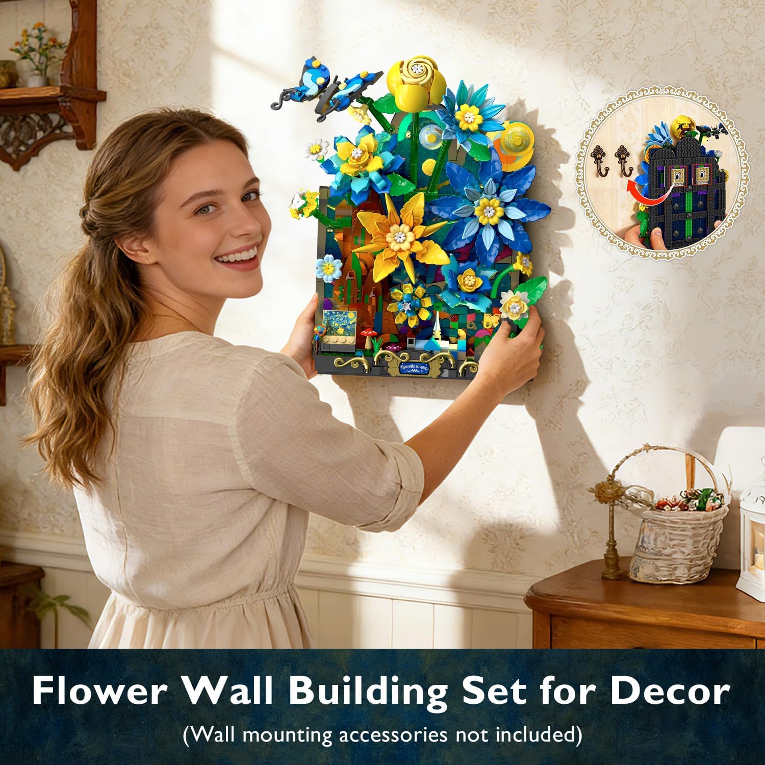 Sternennacht Blumen Wand Bauset mit Licht
