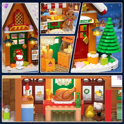 Adventskalender 2026 Lebkuchenhaus Mini-Klemmbaustein-Set mit Licht