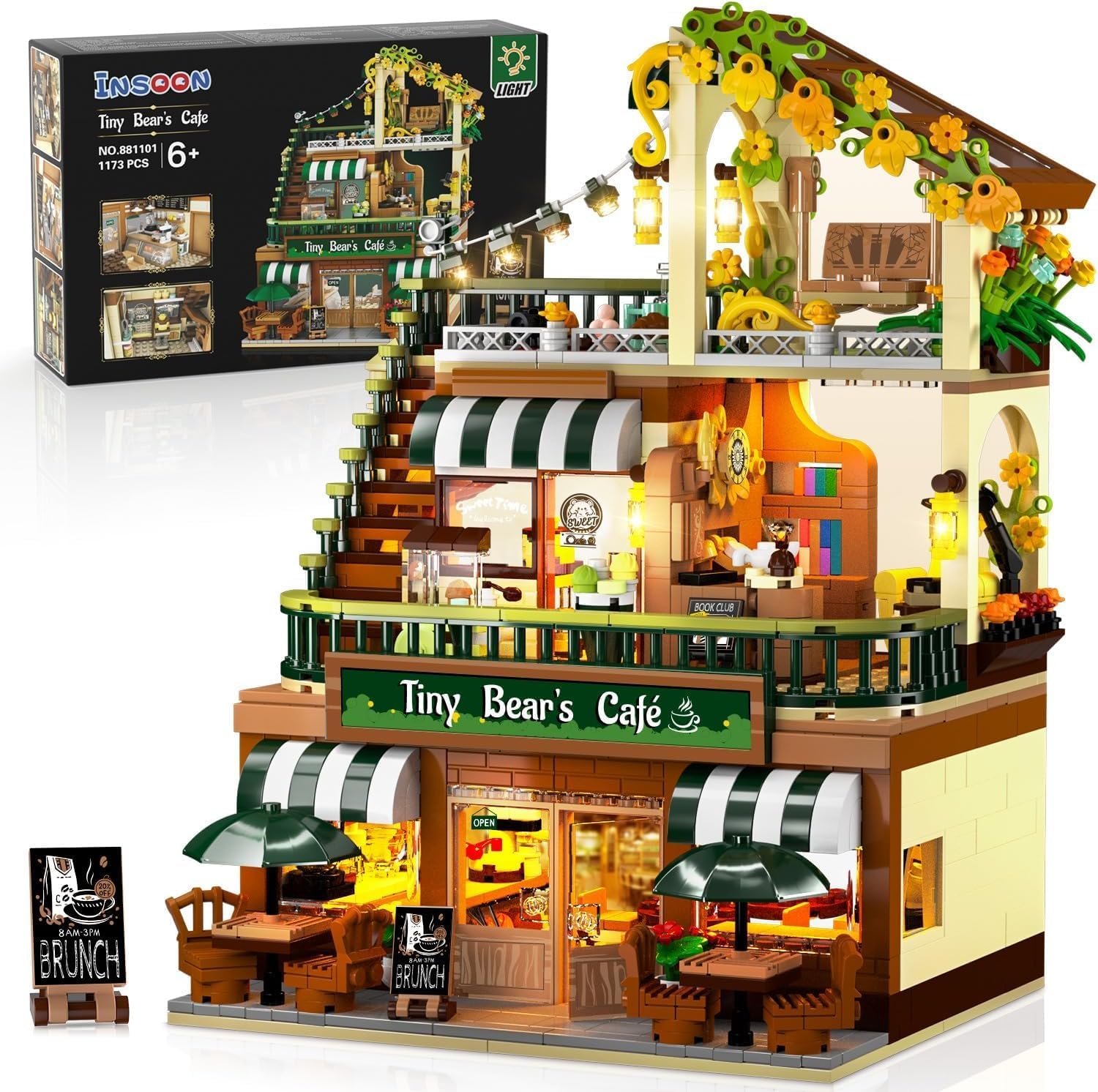 Stadtcafé-Haus Bauset mit Beleuchtung