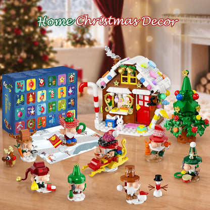 Adventskalender 2026 – Weihnachtswichtel-Dorf Bauset, 24-tägiges Countdown-Bauset mit 14 Wichteln, Lebkuchenhaus und Weihnachtsbaum