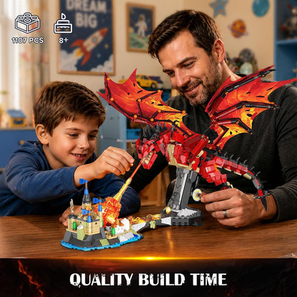 Feuerdrache Bauspielzeug Technik STEM Set mit Licht für Jungen ab 8+