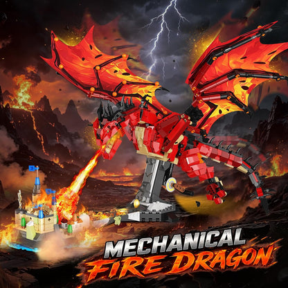 Feuerdrache Bauspielzeug Technik STEM Set mit Licht für Jungen ab 8+