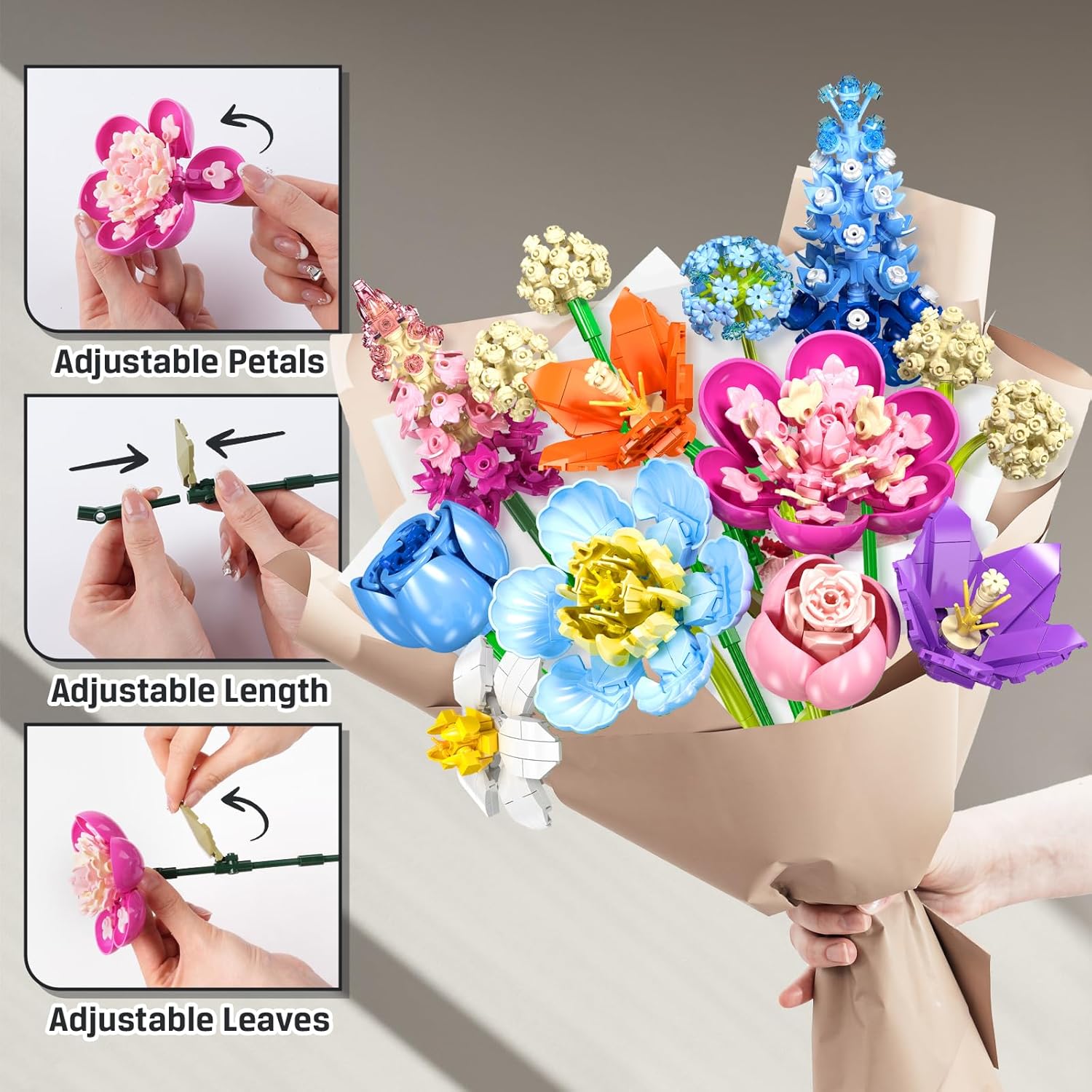 Blumenstrauß-Bausatz, 888-teiliges botanisches Sammel-Bausteinset