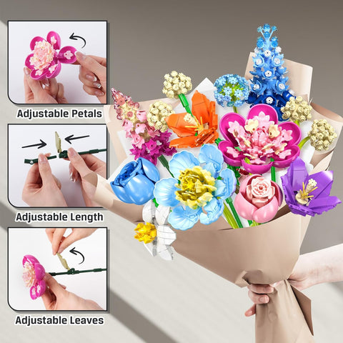 Blumenstrauß-Bausatz, 888-teiliges botanisches Sammel-Bausteinset