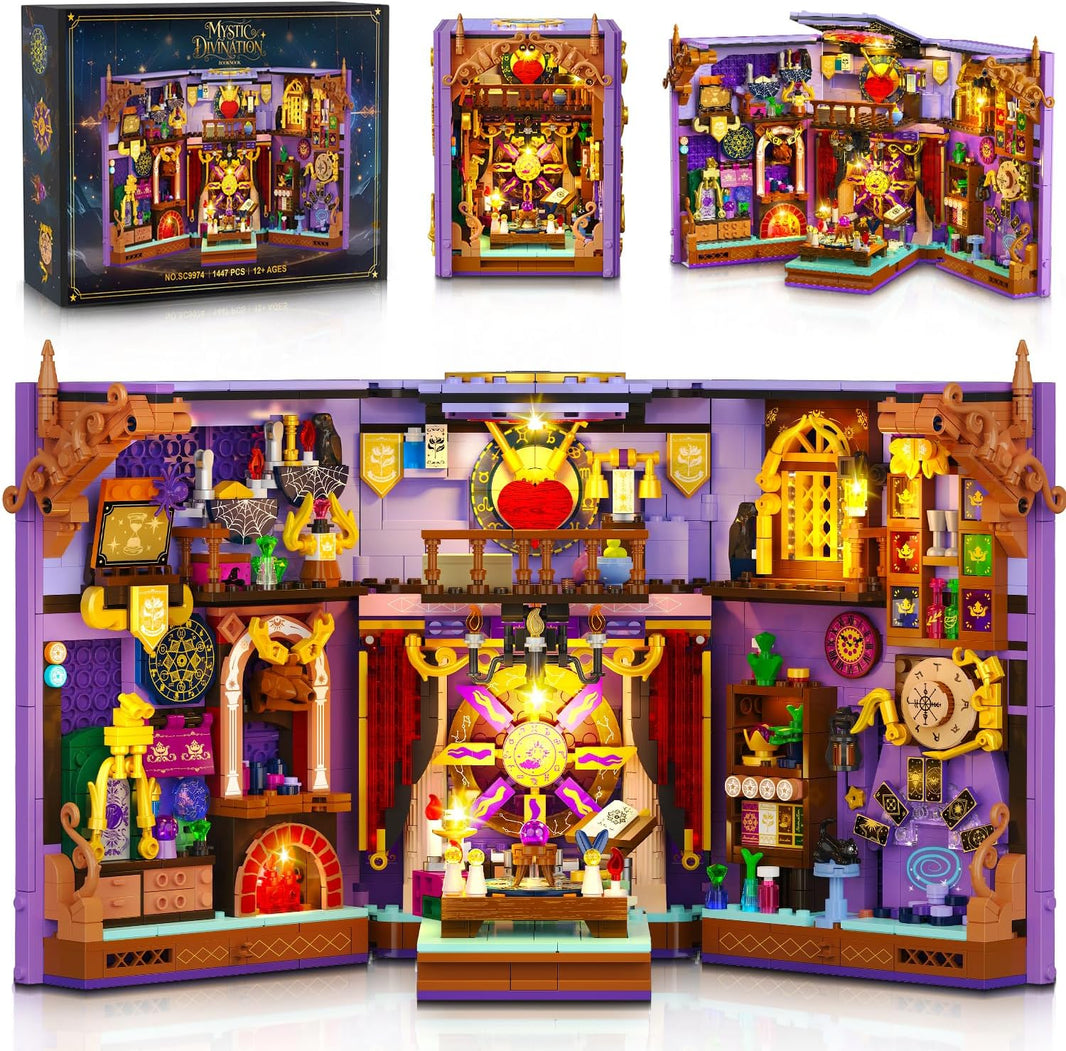 Upgegradetes Mystisches Wahrsagerei-Buch-Nischen-Bauset mit aufladbarer Beleuchtung