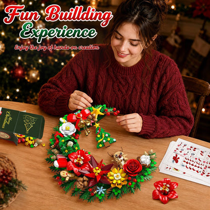 Adventskalender 2026 Weihnachts-Mondkranz Klemmbausteine mit Licht, 24-Tage Weihnachts-Countdown Bausteine, Mondförmige Wanddeko mit Weihnachtsbaum & Blumen