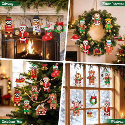 Adventskalender 2026 Lebkuchen-Weihnachtsanhänger Bauset,24-Tage-Countdown Mini-Klemmbaustein-Set mit Santa, Weihnachtsbaum Hängende Deko