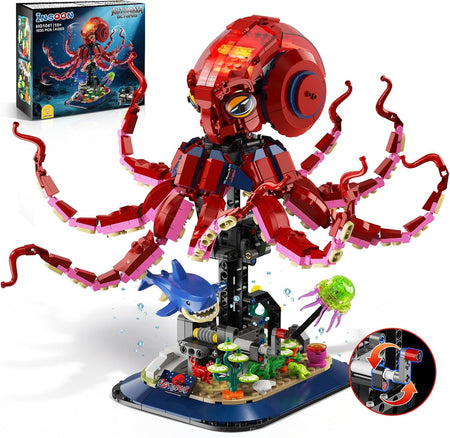 Oktopus-Bauspielzeug mit Licht bewegbaren Meerestier-Klemmbausteinen