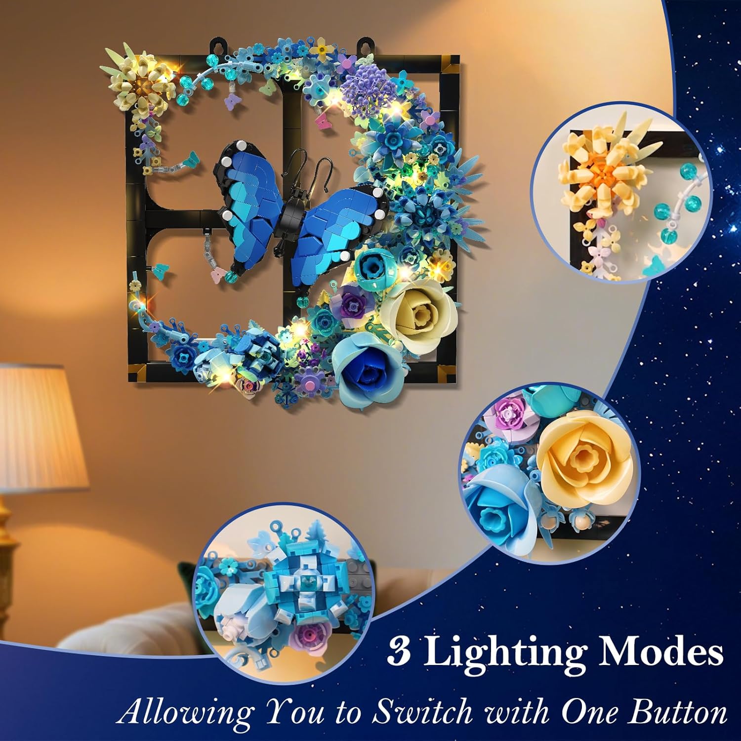 Mond Blumen Bauspielzeugset mit Licht
