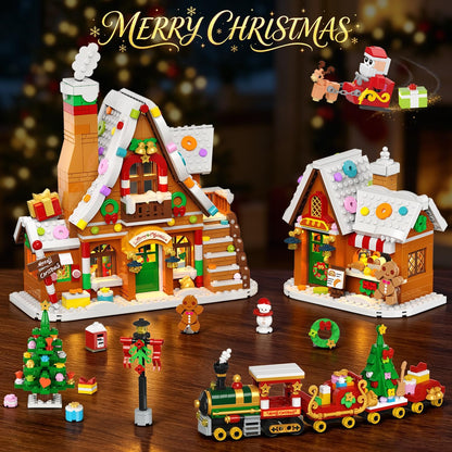 Adventskalender 2026 Lebkuchenhaus Mini-Klemmbaustein-Set mit Licht
