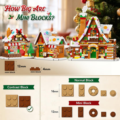 Adventskalender 2026 Lebkuchenhaus Mini-Klemmbaustein-Set mit Licht
