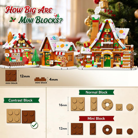 Adventskalender 2026 Lebkuchenhaus Mini-Klemmbaustein-Set mit Licht