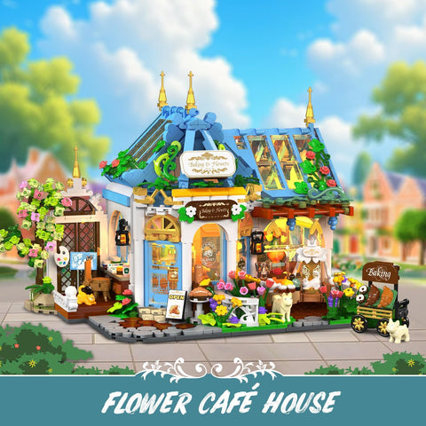 Blumen Cafe Bauspielzeug mit LED Licht