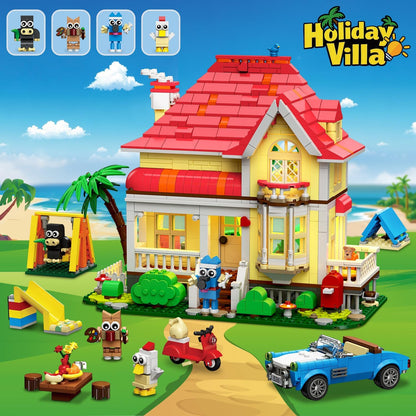 Friends Haus Bauspielzeug mit LED Licht - 1212 Teile City Villa Bausteine Spielzeug mit 4 Tieren & Auto Rutsche Schaukel, Geburtstag Geschenk für Mädchen Jungen Kinder ab 6 7 8 9 10 11+ Jahre