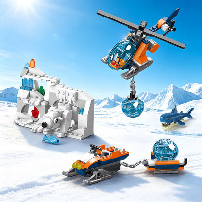 482-teiliges Arktisches Eisbrecher-Schiff-Bausteine-Set mit Hubschrauber, Boot und Eisbär – Ozean-Abenteuer-MINT-Konstruktionsspielzeug für Jungen von 6 bis 12 Jahren