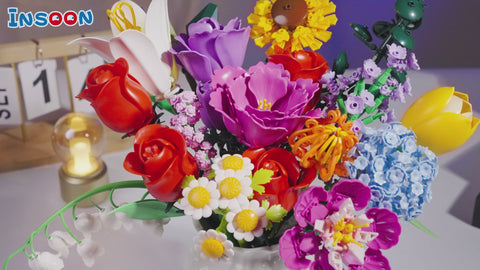 Blumenstrauß-Bausatz, 18 Rosen-Blumen-Bausteine