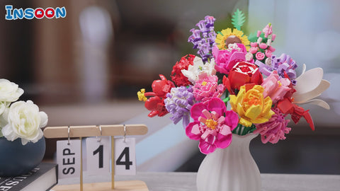 Blumenstrauß-Bausatz, 18 Blumen Rosen Sonnenblumen Deko für Zuhause