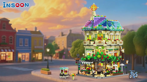 Blumencafé-Haus Bauset mit Beleuchtung