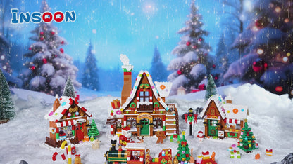 Adventskalender 2026 Lebkuchenhaus Mini-Klemmbaustein-Set mit Licht